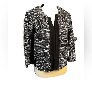 Ellen Tracy Black/White 3/4 Sleeve Blazer Size L